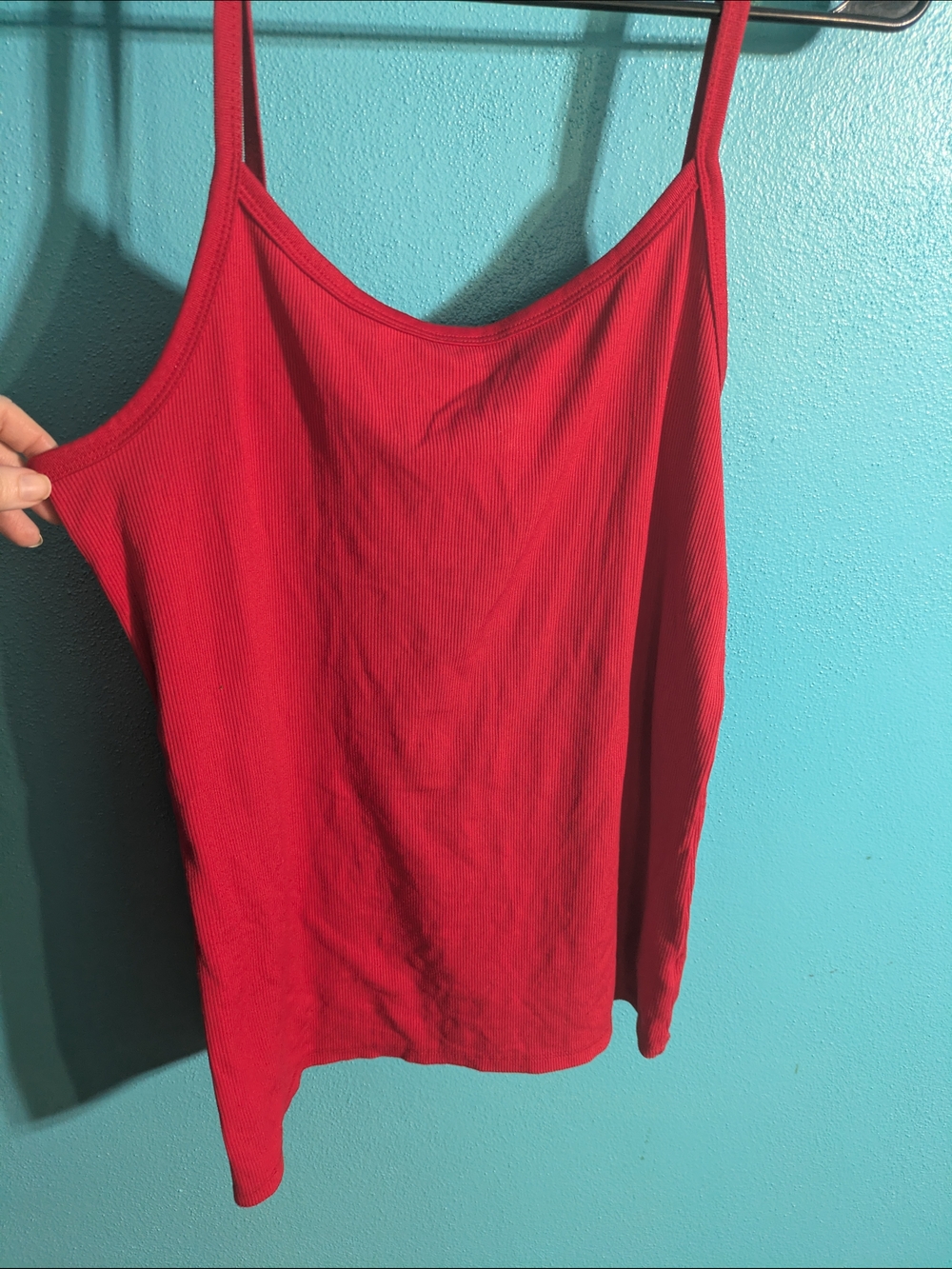 Red Ribbed Cami Tank | Y2K Aesthetic | XL